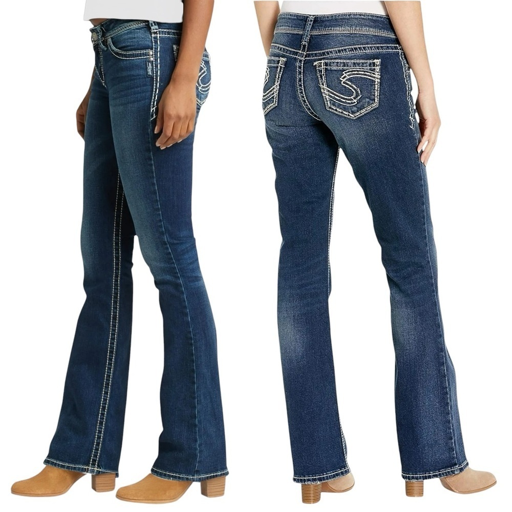 Silver Jeans Co Suki Mid Slim Bootcut Jeans W30 L33 Dark Wash